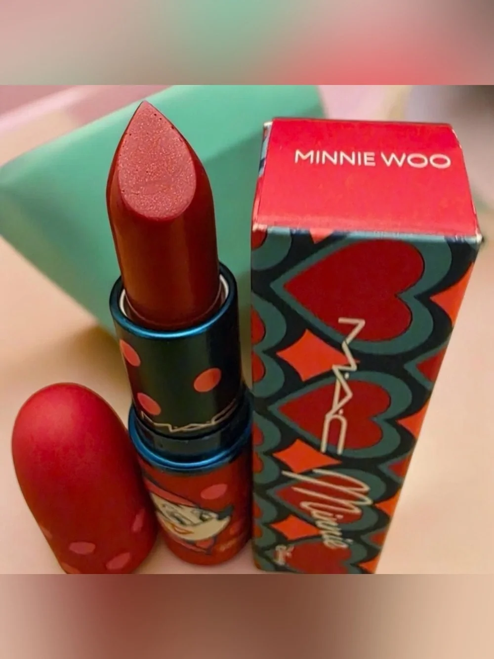 MAC x Disney Minnie & Daisy Lustreglass Sheer-Shine Lipstick in Minnie Woo NIB